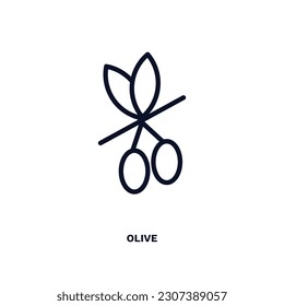 olive icon. Thin line olive icon from vegetables and fruits collection. Outline vector isolated on white background. Editable olive symbol can be used web and mobile