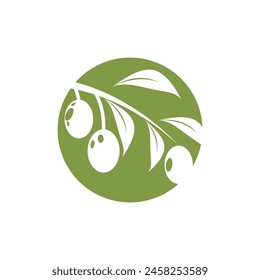 Plantilla de diseño de Ilustración vectorial de icono de olivo