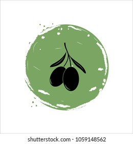 Olive icon vector illustration on green background