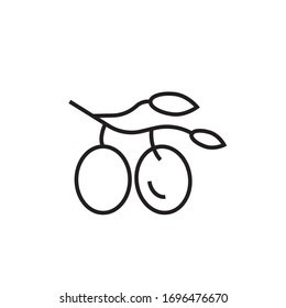 diseño de estilo de esquema de ilustración del vector del icono del olivo. aislado sobre fondo blanco