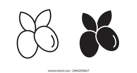 Olivensymbol für Webdesigns. Symbolsatz für Konturen und Cliparts