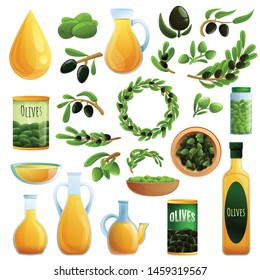 Olive icons set. Cartoon set of olive vector icons for web design