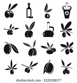 Olive icons set. Simple set of olive vector icons for web design on white background