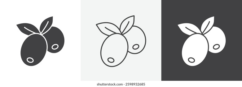 Olive icons in Thin line black color. flat simple vector symbols illustration.