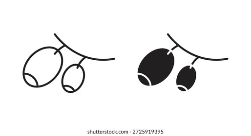 Olive icons. Vector linear icon isolated on white background.