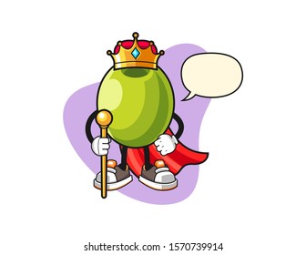 Olive king with speech bubble cartoon. Mascot Character vector.