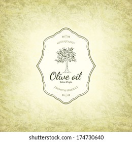 Olive label design. Olive tree