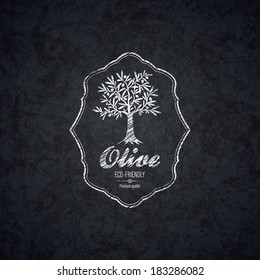 Olive label design. Olive tree