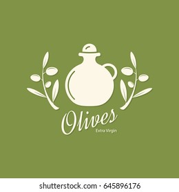 Olive label, logo design. Olive branch