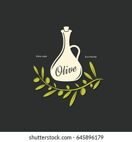 Olive label, logo design. Olive branch