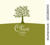 Olive label, logo design. Olive tree