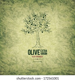 Olive label, logo design. Olive tree