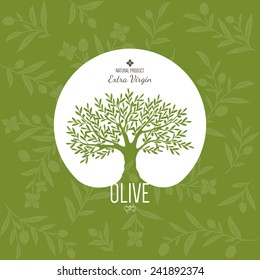 Olive label, logo design. Olive tree