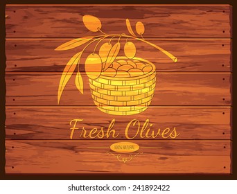 Olive label, logo design. Olive tree