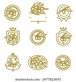 Olive labels and icon set. Collection icon olive. Vector