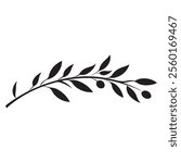 Olive leaf branch silhouette vector icon illustration