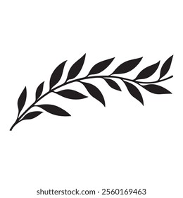 Olive leaf branch silhouette vector icon illustration