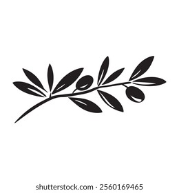Olive leaf branch silhouette vector icon illustration
