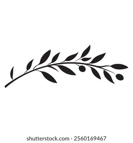 Olive leaf branch silhouette vector icon illustration