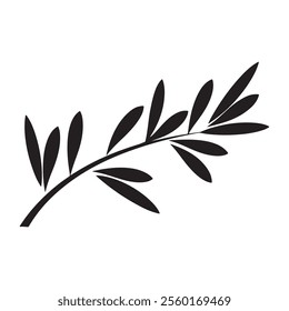 Olive leaf branch silhouette vector icon illustration