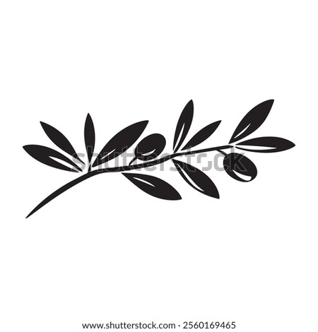 Olive leaf branch silhouette vector icon illustration