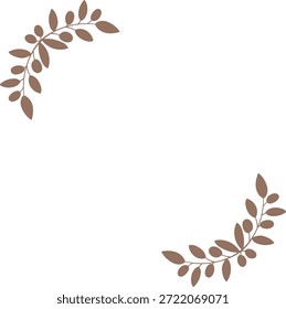 Olive Blatt Zweige Ecke Dekoration in Retro braun, minimalistisch botanischen Rahmen für quadratische Layout