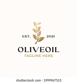 Olive Leaf Golden Gradient Color Logo Template Isolated in White Background
