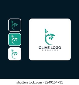 olive with leaf logo design template