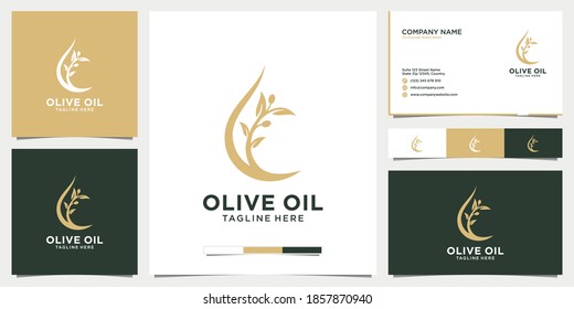 Olive leaf and oil logo design and business cards