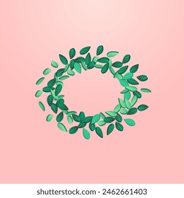Olive Leaf Wind Vector Pink Background Wallpaper. Motion Greens Plant. Forest Leaves Blur Border. Foliage Tree Pattern.