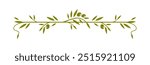 Olive leaves frame divider or border for menu boarder element or elegant ornament, vector deco art. Olive tree branch divider or frame border with green olives and leaves ornament for floral design
