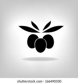 olive with leaves, vector label