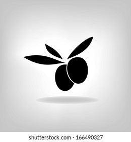 olive with leaves, vector label. Logo design for the company.