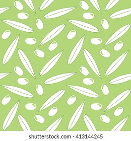 Olive leaves vector pattern. Seamless pattern with olive leaves and fruits. Vector olive pattern for textile, wrapping paper, scrapbooking.