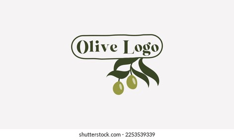 Olive letter O logo design template - vector. Olive oil label, organic product. Vector olive branch with leaf and drupe, vector logo