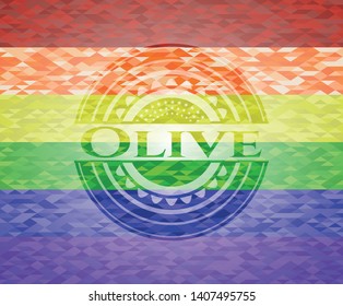 Olive lgbt colors emblem. Vector Illustration. Mosaic.