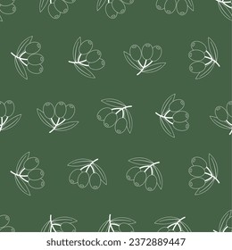 Olive line art seamless pattern. Suitable for backgrounds, wallpapers, fabrics, textiles, wrapping papers, printed materials, and many more.