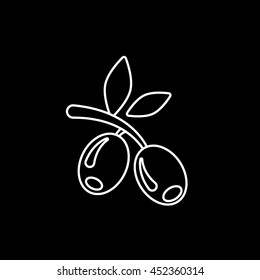 Olive Line Icon On Black Background