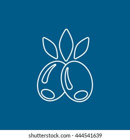 Olive Line Icon On Blue Background