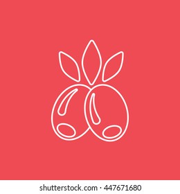 Olive Line Icon On Red Background