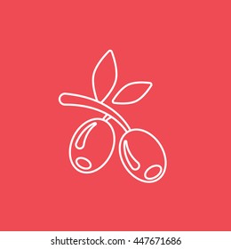 Olive Line Icon On Red Background