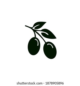 Icono de línea de olivo, signo de vector de contorno, pictograma lineal aislado en blanco. ilustración de logotipo