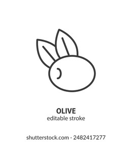 Olive Line-Symbol. Symbol Olivenöl Vektorillustration. Bearbeitbarer Strich.