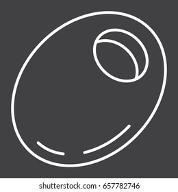 Olive line icon, vegetable and diet, vector graphics, a linear pattern on a black background, eps 10.