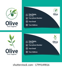 olive logo and business card logo design vector template
