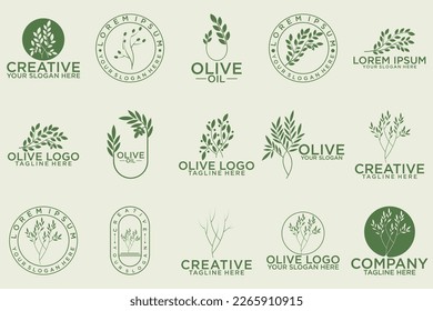 Olive logo collection with creative element style Premium Vector