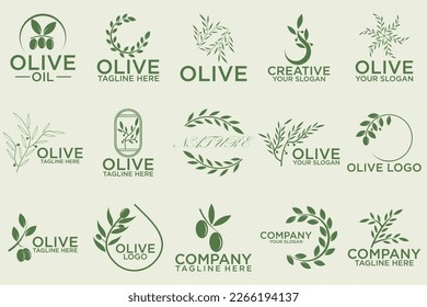 Colección de logotipos de olivo con estilo de elemento creativo Vector Premium