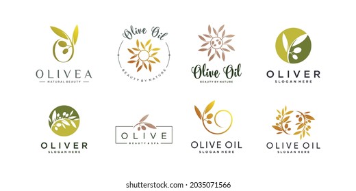 Colección de logotipos de olivo con elemento creativo moderno Vector Premium