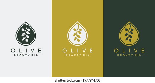 Olive logo combined with water drop style. Olive icon logo and business card design.