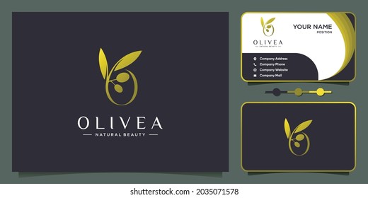 Olive logo concept with modern creative style Premium Vector